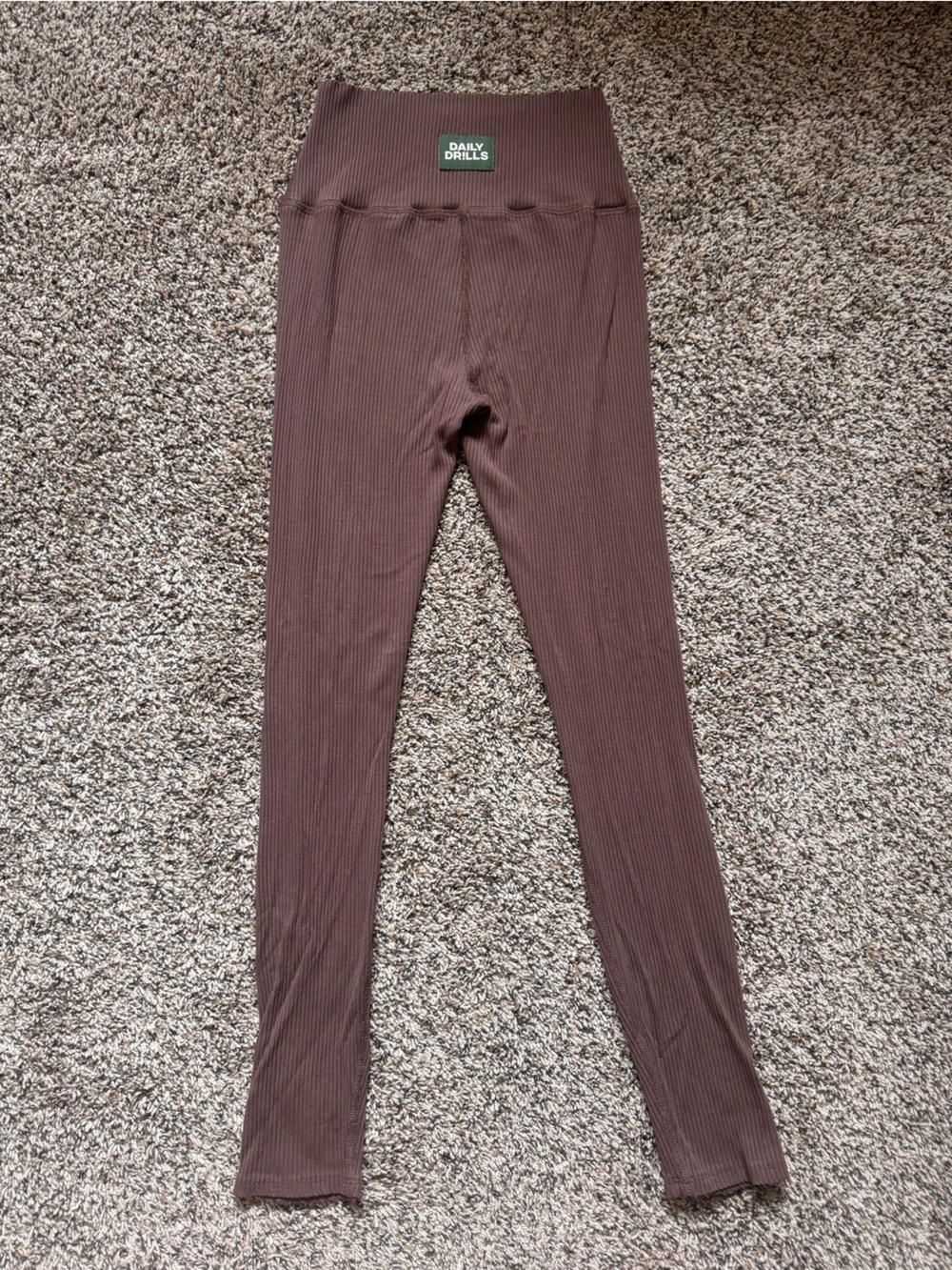 Daily Drills Brown Ribbed High-Waist Leggings